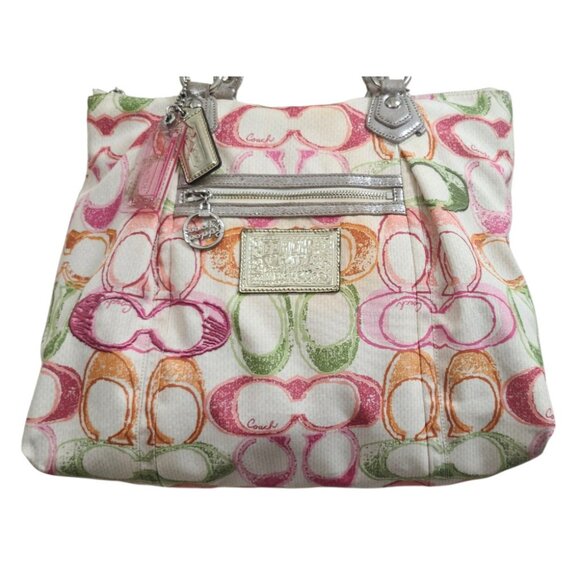 COACH Scribbles Poppy Collection Large Tote Purse - Picture 5 of 16